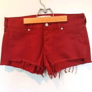 Abercrombie & Fitch Maroon Low Rise Jean Shorts